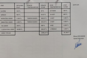 Aylık Asgari Yaşam Giderleri 